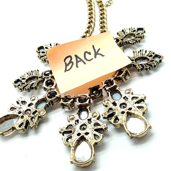 Rhinestone Multi-Color Gold-tone Statement Necklace - Picture 5 of 16